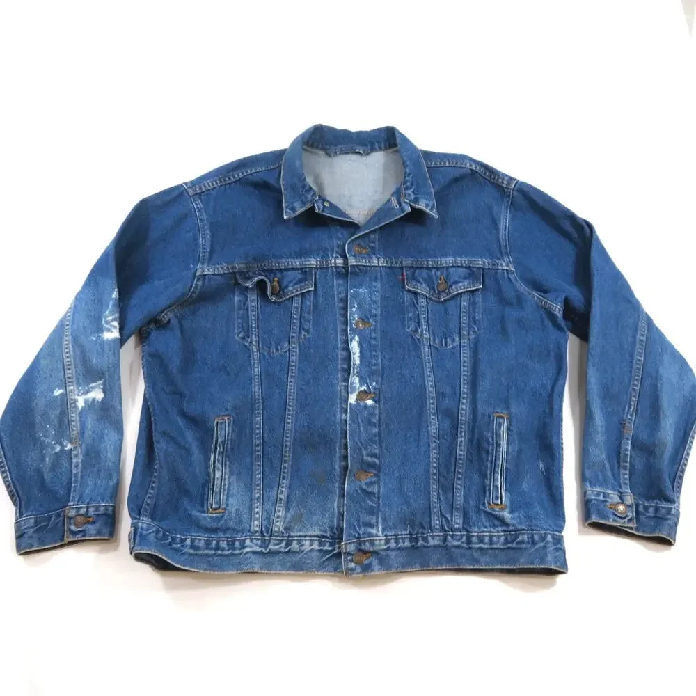 Levis Strauss Jean Jacket Trucker Blue Red Tab Sz 3XL? Vintage Type 3